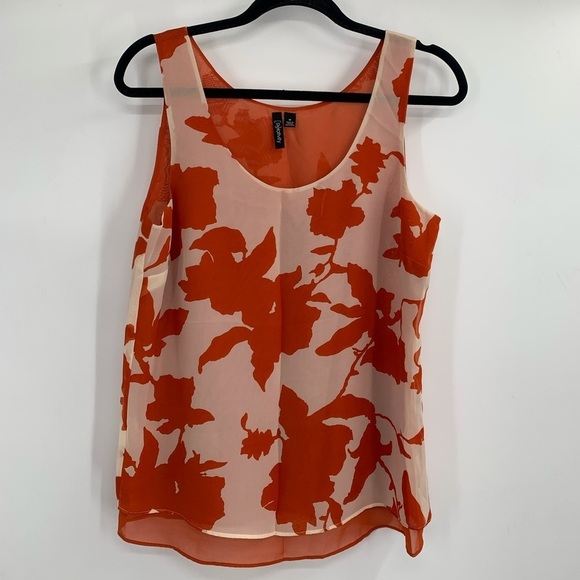 RELATIVITY Orange Floral Layered Tank Shell Flowy - Picture 2 of 5